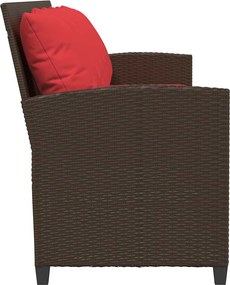 vidaXL Καναπές κήπου 5θέσιος με μαξιλάρια Brown Poly Rattan