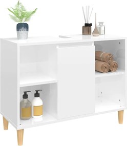 vidaXL Ντουλάπι Νιπτήρα Γυαλ. Λευκό 80x33x60 εκ. Επεξεργασμένο Ξύλο