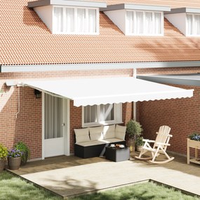 vidaXL Μηχανική Ανασυρόμενη Τέντα με LED Λευκή 450x350 εκ.