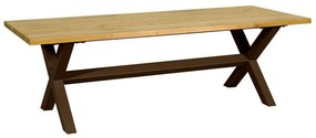 Τραπέζι Μεταλλικό Με Ξύλο Οξυάς 85-95x200x75cm 186536 Natural