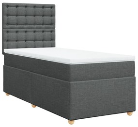 vidaXL Κρεβάτι Boxspring με Στρώμα Σκούρο Γκρι 100x200 εκ. Υφασμάτινο