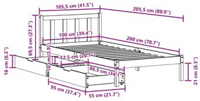 ΣΚΕΛΕΤΟΣ ΚΡΕΒ. ΧΩΡΙΣ ΣΤΡΩΜΑ ΚΑΦΕ ΚΕΡΙΟΥ 100X200 ΕΚ ΜΑΣΙΦ ΠΕΥΚΟ 3301491