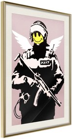 Αφίσα - Banksy: Flying Copper - 20x30 - Χρυσό - Με πασπαρτού