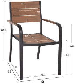 ΠΟΛΥΘΡΟΝΑ ΑΛΟΥΜΙΝΙΟΥ SAGA ΜΑΥΡΗ ΜΕ POLYWOOD HM5127.03 56x55x85,5Yεκ.