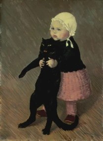 Theophile Alexandre Steinlen - Εκτύπωση έργου τέχνης A Small Girl with a Cat, 1889, (30 x 40 cm)