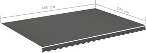 vidaXL Ανταλλακτικό Ύφασμα Τέντας Ανθρακί 500x350 εκ. Πολυεστέρας