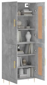 vidaXL Ντουλάπι Γκρι Σκυροδέματος 69,5x34x180 εκ. Επεξεργασμένο Ξύλο