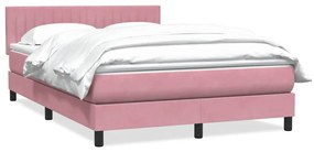 vidaXL Κρεβάτι Boxspring με Στρώμα Ροζ 140x210 εκ. Βελούδινο