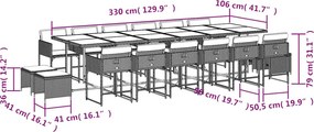 vidaXL Σετ Τραπεζαρίας Κήπου 17 τεμ Μαύρο από Συνθ. Ρατάν με Μαξιλάρια