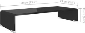 vidaXL Βάση Τηλεόρασης/Οθόνης Μαύρη 60 x 25 x 11 εκ. Γυάλινη