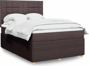 vidaXL Κρεβάτι Boxspring με Στρώμα Σκούρο Καφέ 140x200 εκ Υφασμάτινο