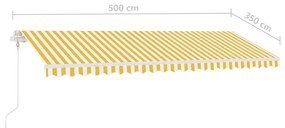 Τέντα Αυτόματη Ανεξάρτητη Κίτρινο/Λευκό 500 x 350 εκ. - Κίτρινο