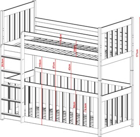 CRIS 90x190 pine bunk bed Lano Furniture