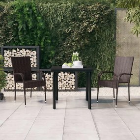 vidaXL Σετ Τραπεζαρίας Κήπου 3 Τεμαχίων Καφέ και Μαύρο