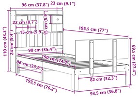 ΚΡΕΒΑΤΙ ΒΙΒΛΙΟΘΗΚΗ ΧΩΡΙΣ ΣΤΡΩΜΑ 90X190 ΕΚ ΜΑΣΙΦ ΞΥΛΟ ΠΕΥΚΟΥ 3322678