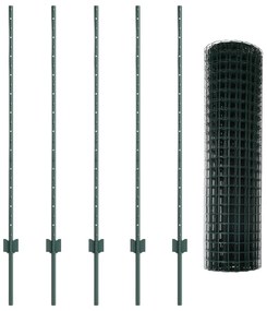vidaXL Φράχτης  Euro με 5 U Posts Πράσινος 1.2x10 μ Μέταλλο