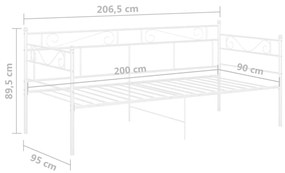 Πλαίσιο για Καναπέ - Κρεβάτι Λευκό 90 x 200 εκ. Μεταλλικό - Λευκό