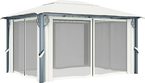 vidaXL Κιόσκι με Κουρτίνα Κρεμ 400 x 300 εκ. Αλουμινίου