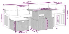 vidaXL Σαλόνι Κήπου Σετ 7 τεμ. Μπεζ Συνθετικό Ρατάν με Μαξιλάρια