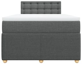 Κρεβάτι Boxspring με Στρώμα Σκούρο Γκρι 120x200 εκ. Υφασμάτινο - Γκρι