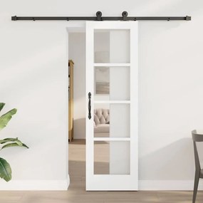 vidaXL Συρόμενη Πόρτα Λευκό 61 x 198.5 εκ. Ξύλο και μέταλλο