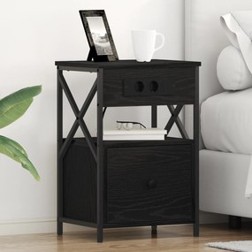 vidaXL Κομοδίνο Μαύρη δρυς 40 x 31 x 60 εκ. Επεξεργασμένο ξύλο