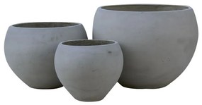 FLOWER POT-5  Set 3 τεμαχίων Cement Grey  Φ32x26 - Φ43x32 - Φ55x40cm [-Γκρι-] [-Artificial Cement (Recyclable)-] Ε6304,S