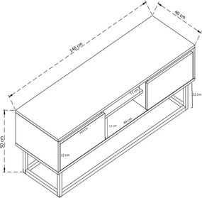 Έπιπλο Τηλεόρασης Μαύρο / Πεύκο CECLA 140x40x50