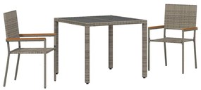 vidaXL Σέτ φαγητού για κήπο 3 pcs Γκρι, Καφέ 90 x 90 x 75 cm