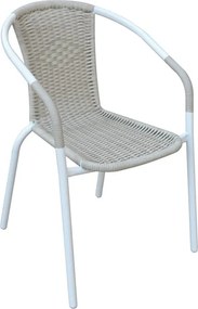 BALENO Πολυθρόνα Στοιβαζόμενη, Μέταλλο Βαφή Άσπρο, Wicker Beige   1τμχ