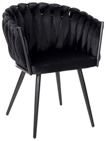 Πολυθρονάκι Luanda HM8741.04 62x54x79cm Με Μεταλλικά Πόδια & Βελούδο Black Velvet, Metal