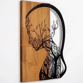 Διακοσμητικό Τοίχου Tree Woman 899SKL2395 42x58cm Walnut-Black Wallity Μέταλλο,Ξύλο
