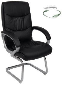 BF6400V Πολυθρόνα Επισκέπτη Μέταλλο Χρώμιο, PU Μαύρο
