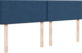 vidaXL Κρεβάτι Boxspring με Στρώμα Μπλε 200x200 εκ. Υφασμάτινο