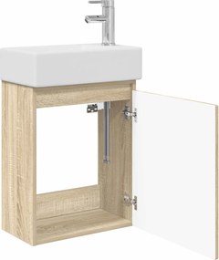 vidaXL Μονάδα μπάνιου με βρύση Sonoma Δρυς 45,5 x 22,5 x 84 εκ