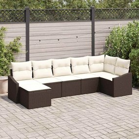 vidaXL Σετ Καναπέ Κήπου 7 pcs Καφέ Πολυ ράταν