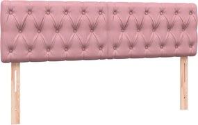 vidaXL Box Spring κρεβάτι με στρώμα ροζ 160x220 cm Βελούδινο