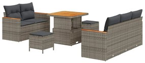 vidaXL Σετ Καναπέ Κήπου με μαξιλάρι 8 pcs Γκρι Πολυ ράταν