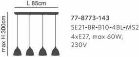 Φωτιστικό Οροφής  SE21-BL-B10-4BL-MS2 ADEPT PENDANT Black Metal Shade Pendant+ - Μέταλλο - 77-8773