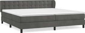 vidaXL Κρεβάτι Boxspring με Στρώμα Σκούρο Γκρι 200x200 εκ. Βελούδινο