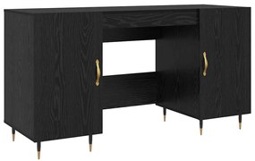 vidaXL Γραφείο με ράφι Μαύρη δρυς 140 x 50 x 75 εκ. Επεξεργασμένο ξύλο