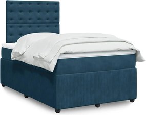 vidaXL Κρεβάτι Boxspring με Στρώμα Μπλε 120x200 εκ. Βελούδινο