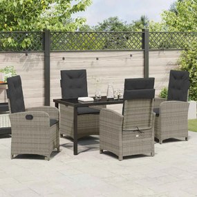 vidaXL Σέτ φαγητού για κήπο 5 pcs Γκρι συνθετικό ρατάν