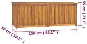 Μπαούλο Κήπου 150 x 50 x 55 εκ. από Μασίφ Ξύλο Teak - Καφέ