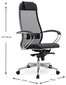 Καρέκλα γραφείου εργονομική Samurai-1 Megapap με ύφασμα Mesh σε μαύρο 70x71x123/138εκ. - Ύφασμα - GP008-0024