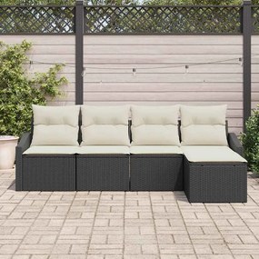 vidaXL Σετ Καναπέ με μαξιλάρι 5 pcs Μαύρο συνθετικό ρατάν