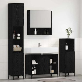 vidaXL Σετ Επίπλων Μπάνιου με ράφι 3 pcs Μαύρη δρυς Επεξεργασμένο ξύλο