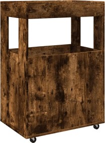vidaXL Τρόλεϊ Μπαρ Καπνιστή Δρυς 60x39,5x89 εκ. Επεξ. Ξύλο