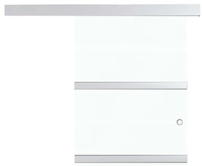 vidaXL Συρόμενη Πόρτα Ασημί 90x205εκ. Γυαλί ESG/Αλουμίνιο Μαλακά Στοπ