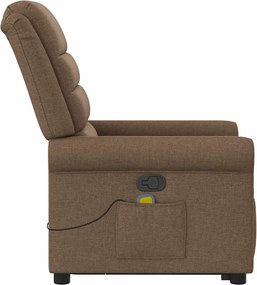 vidaXL Πολυθρόνα Μασάζ Ανακλινόμενη με Ανύψωση Καφέ Υφασμάτινη